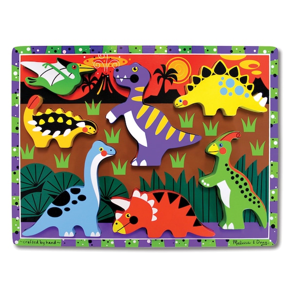 Melissa & Doug Dinosaurs Chunky Puzzle, 9in x 12in, 7 Pieces 3747 - main